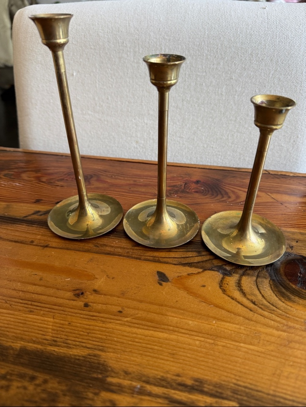 Brass Taper Candlesticks - Warm Metallic Finish